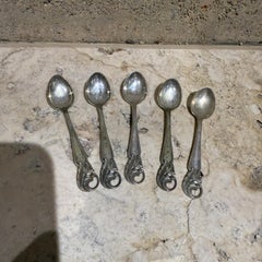Set di cinque cucchiai da espresso demitasse in argento vintage Svezia