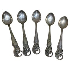 Vintage Silver Demitasse Espresso Spoon Set of Five Sweden