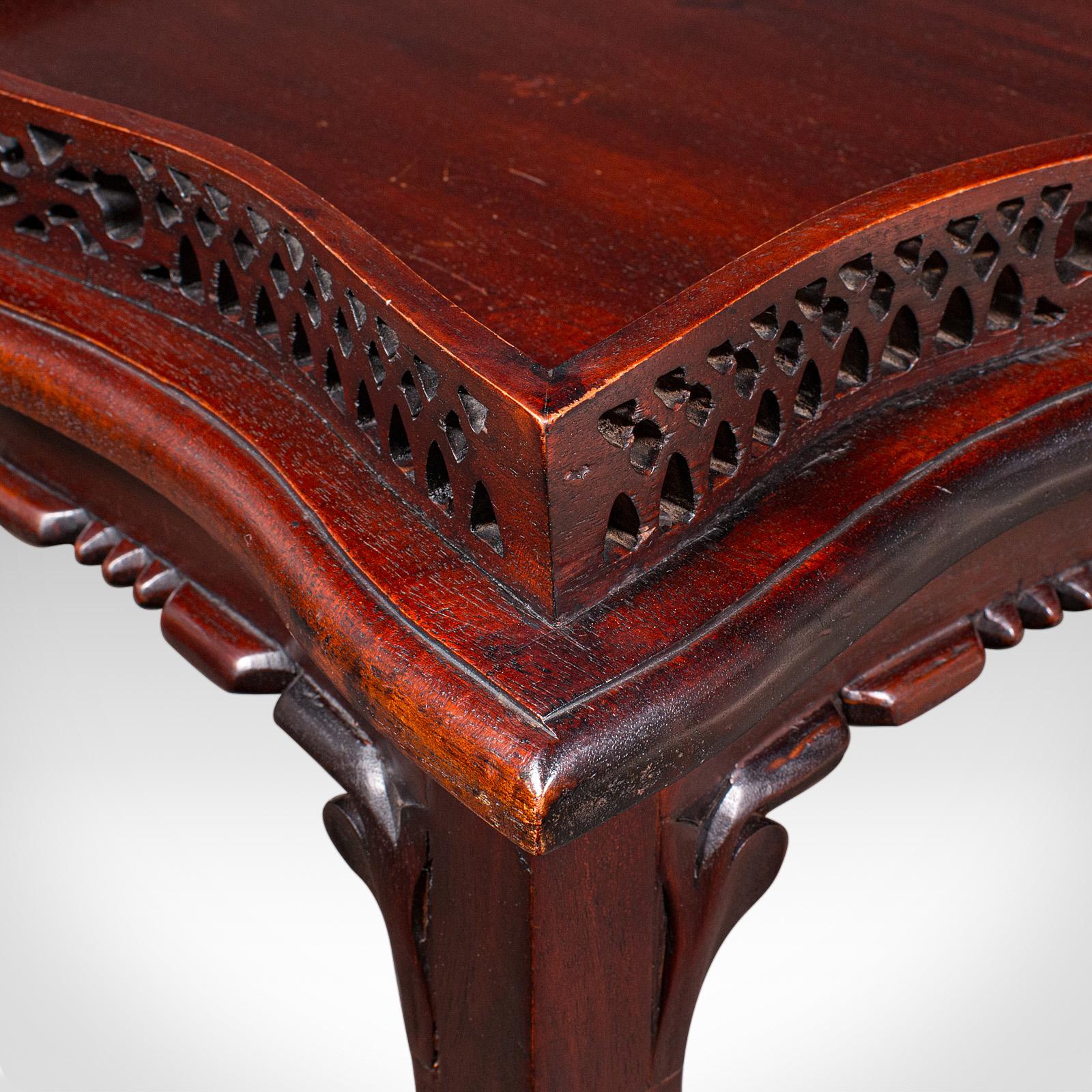 Vintage Silver Display Table, Oriental Mahogany, Side, Lamp, Chippendale Revival For Sale 2