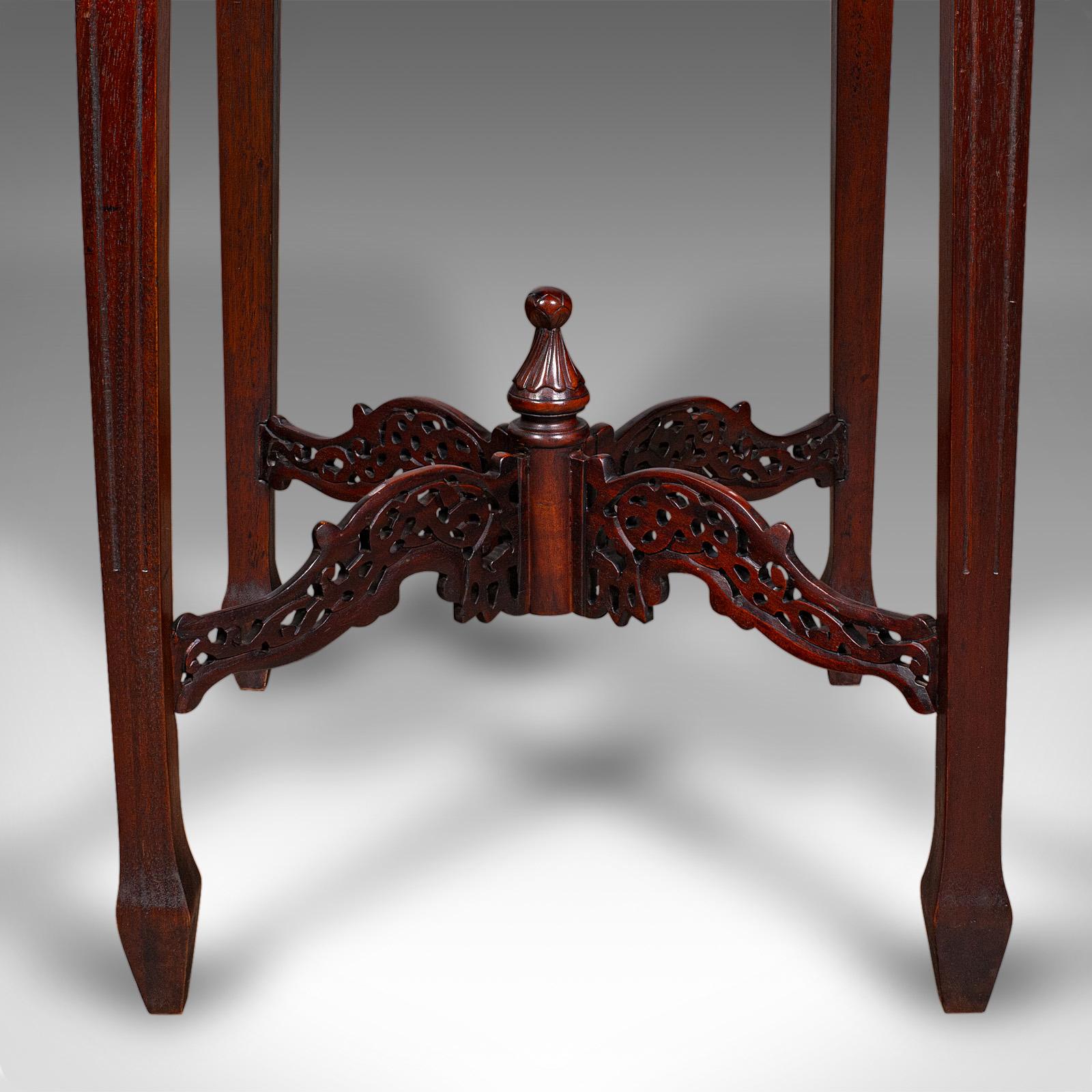 Vintage Silver Display Table, Oriental Mahogany, Side, Lamp, Chippendale Revival For Sale 3
