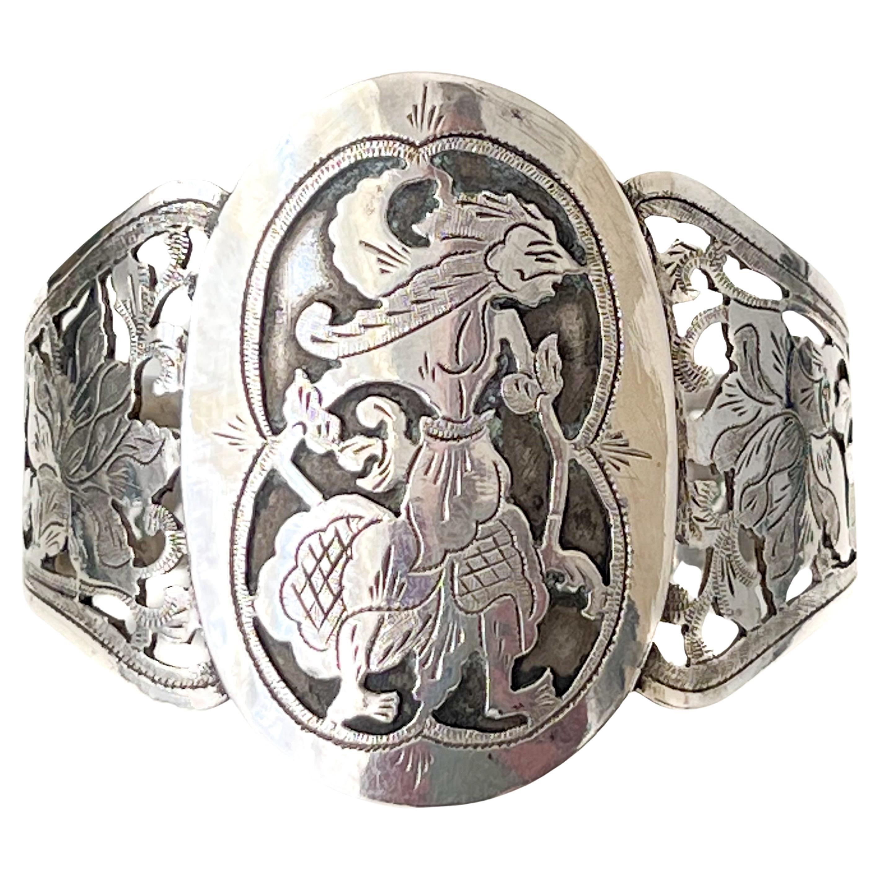 Vintage Silver Djokja Wayang Bracelet