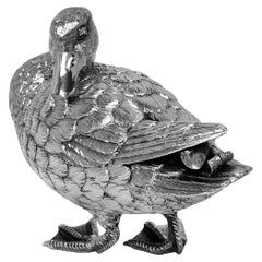 Vintage Silver Duck Model Bird Figurine London, England 1984