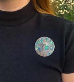 Vintage Silver Eagle Design Brooch W/Abalone Shell