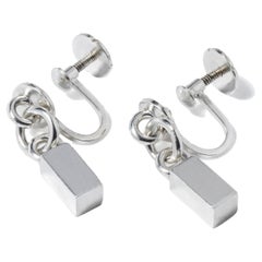 Retro silver ear rings made 1955 by Swedish master Wiwen Nilsson.