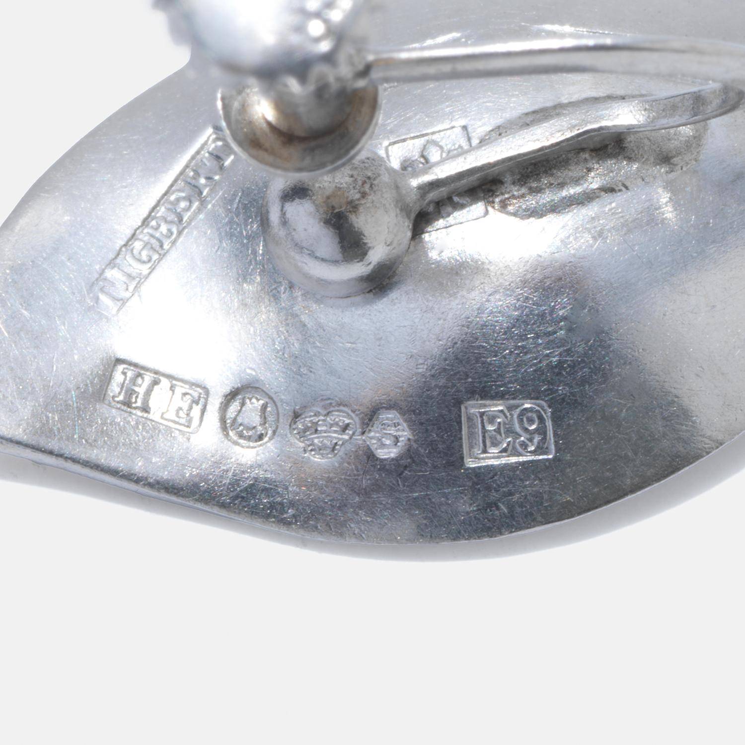 Silber-Ohrringe im Vintage-Stil des schwedischen Meisters Sigurd Persson, hergestellt im Jahr 1955 im Angebot 3