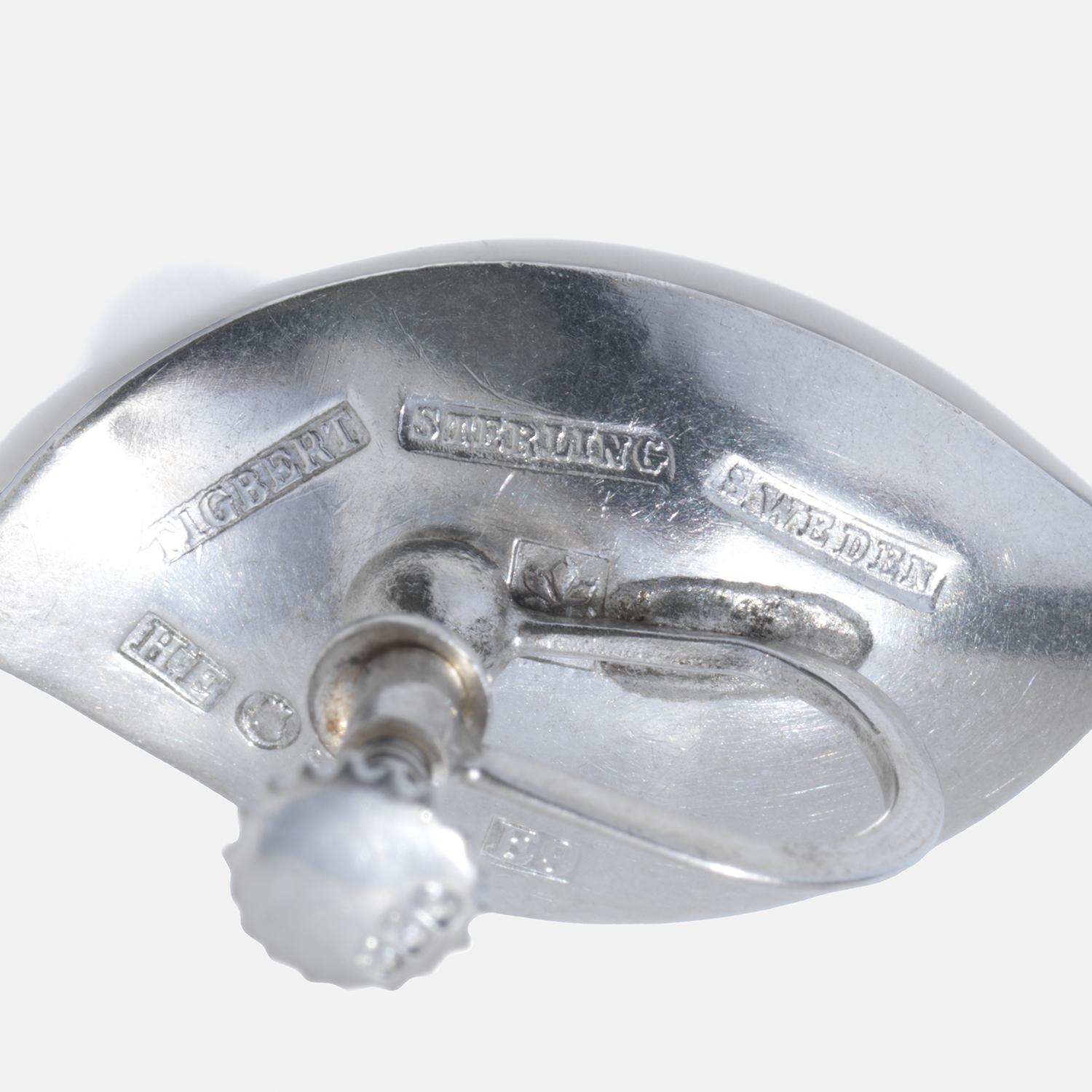 Silber-Ohrringe im Vintage-Stil des schwedischen Meisters Sigurd Persson, hergestellt im Jahr 1955 im Angebot 4