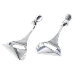 Vintage silver earrings "Manhattan" designed by Björn Weckström, made 1974.