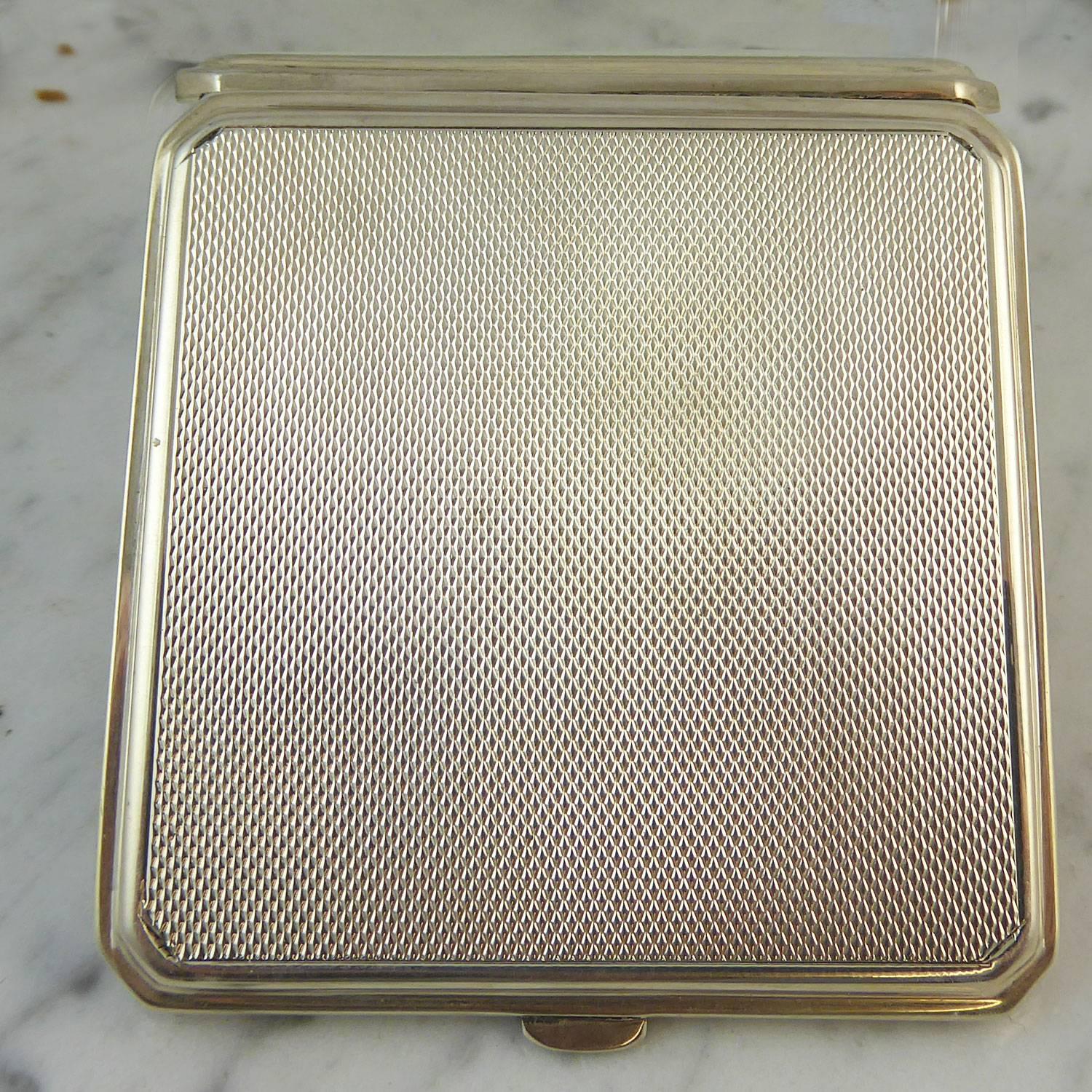 Vintage Silver & Enamelled Floral Powder Compact with Mirror, Hallmarked, 1952 1