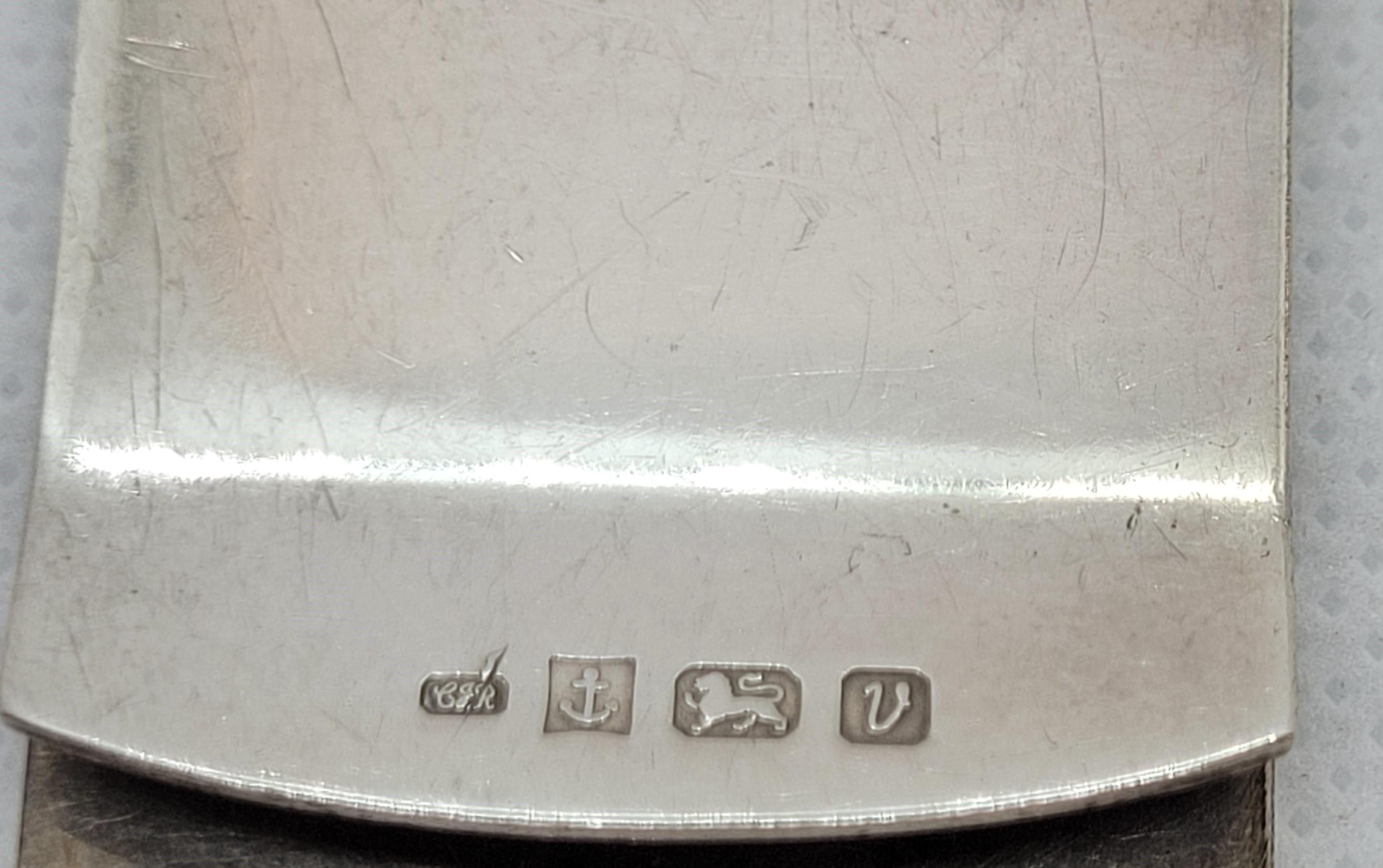 Pinza para billetes grabable de plata vintage, 21 gramos, 28 mm x 50 mm, Inglaterra, estriada en venta 1