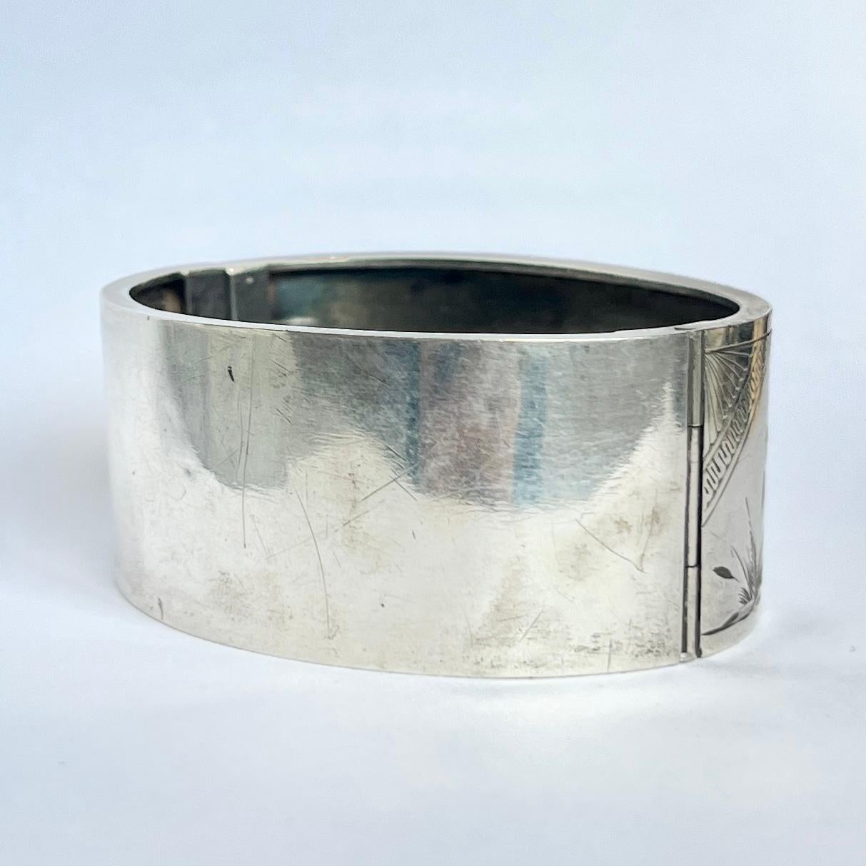 Vintage Silber graviert Armreif für Damen oder Herren im Angebot