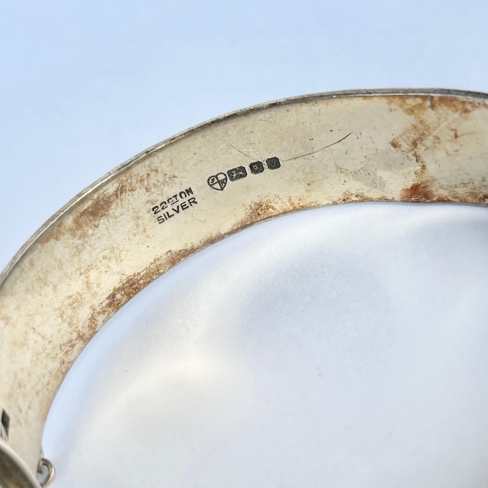 Women's or Men's Vintage Silver Engraved Bangle For Sale