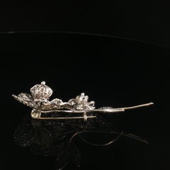 Vintage Silver Filigree 3D Floral Flower Brooch Pin 7.5cm 10.5g