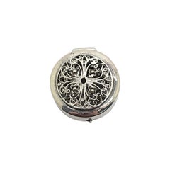 Silver Filigree Small Round Pill/Scent Box