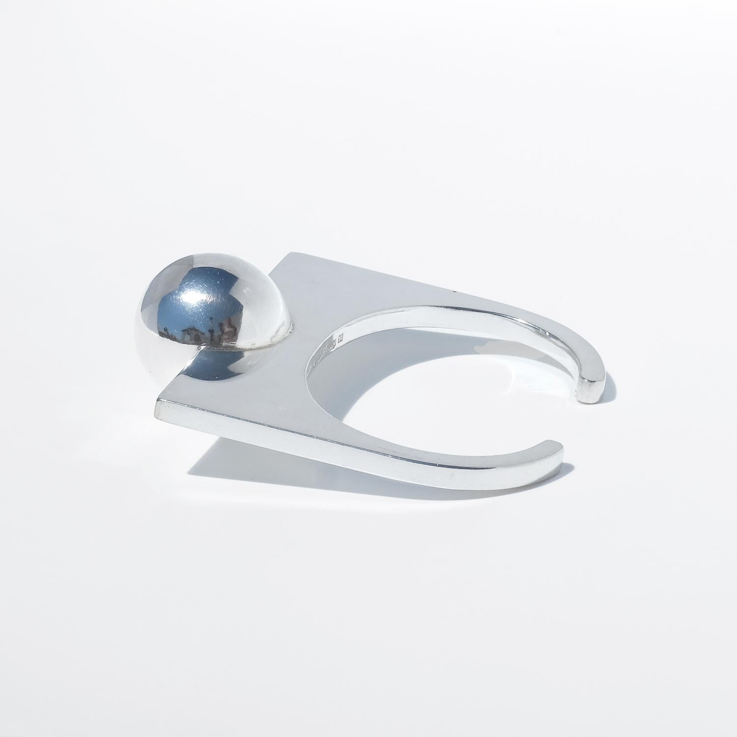 Vintage Silver Fixed Cuff Bracelet by Sigurd Persson Made 1995 en vente 2