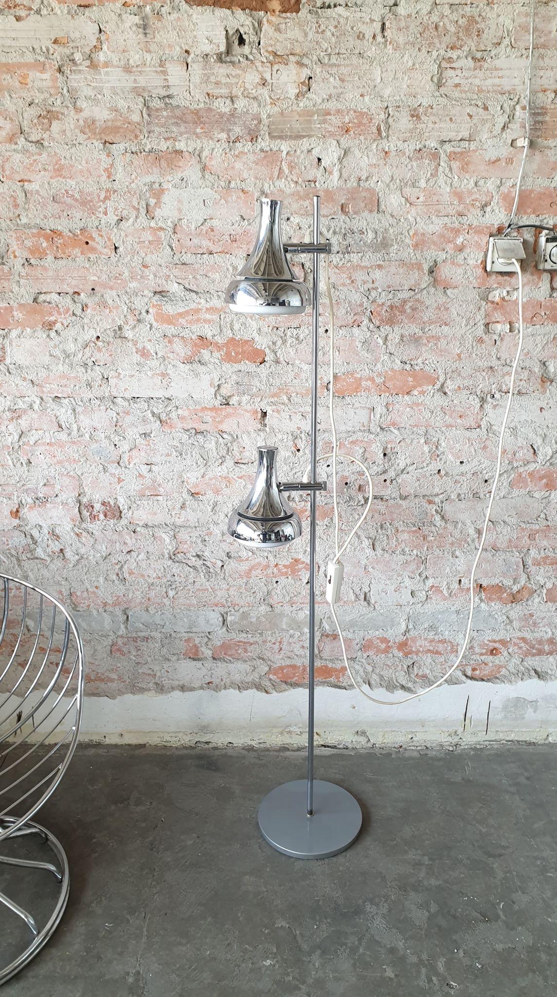 Industrial Vintage Silver Floor Lamp, 1960s For Sale