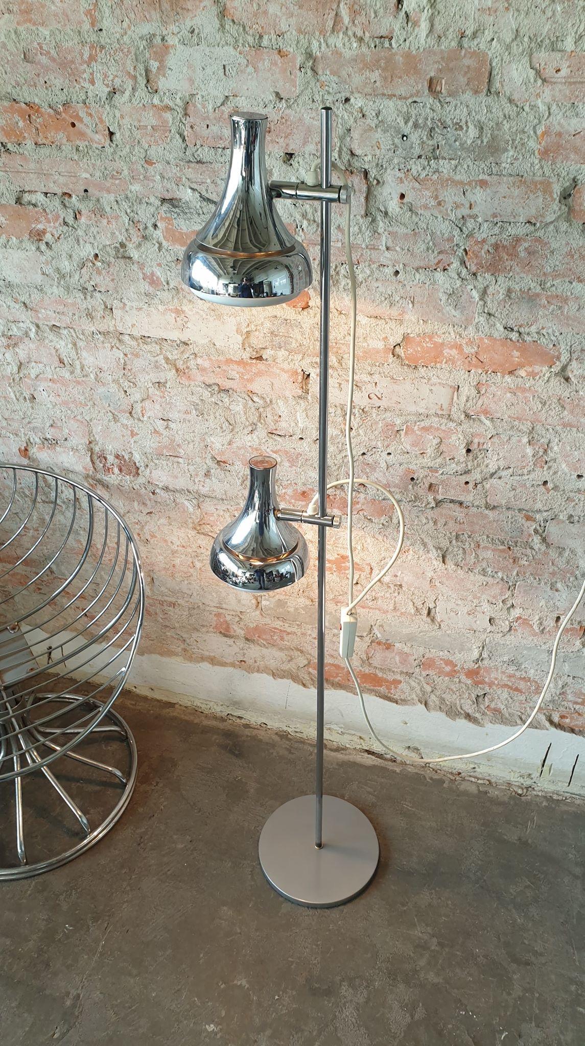 German Vintage Silver Floor Lamp, 1960s For Sale