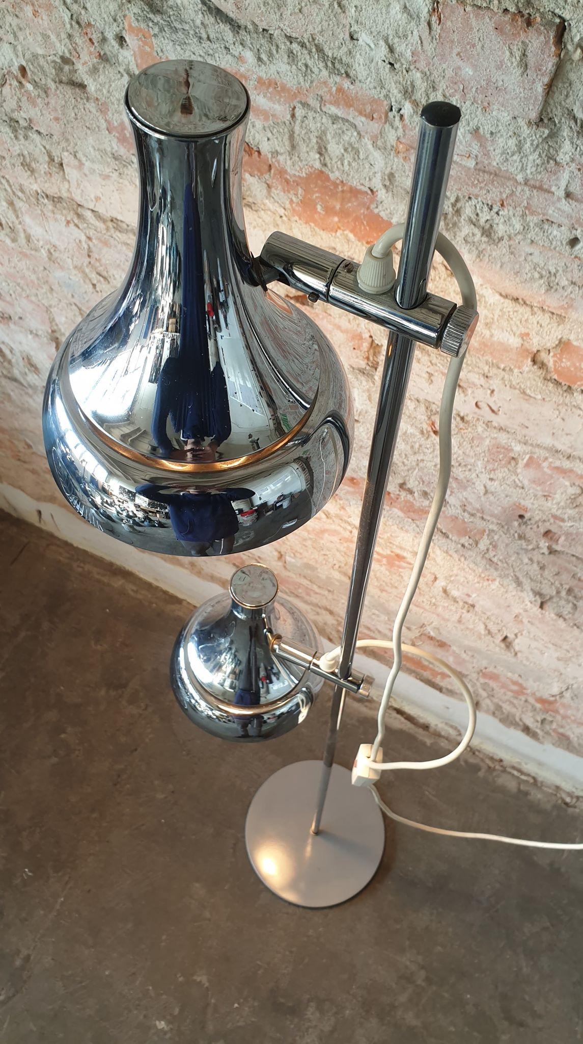 Metal Vintage Silver Floor Lamp, 1960s For Sale