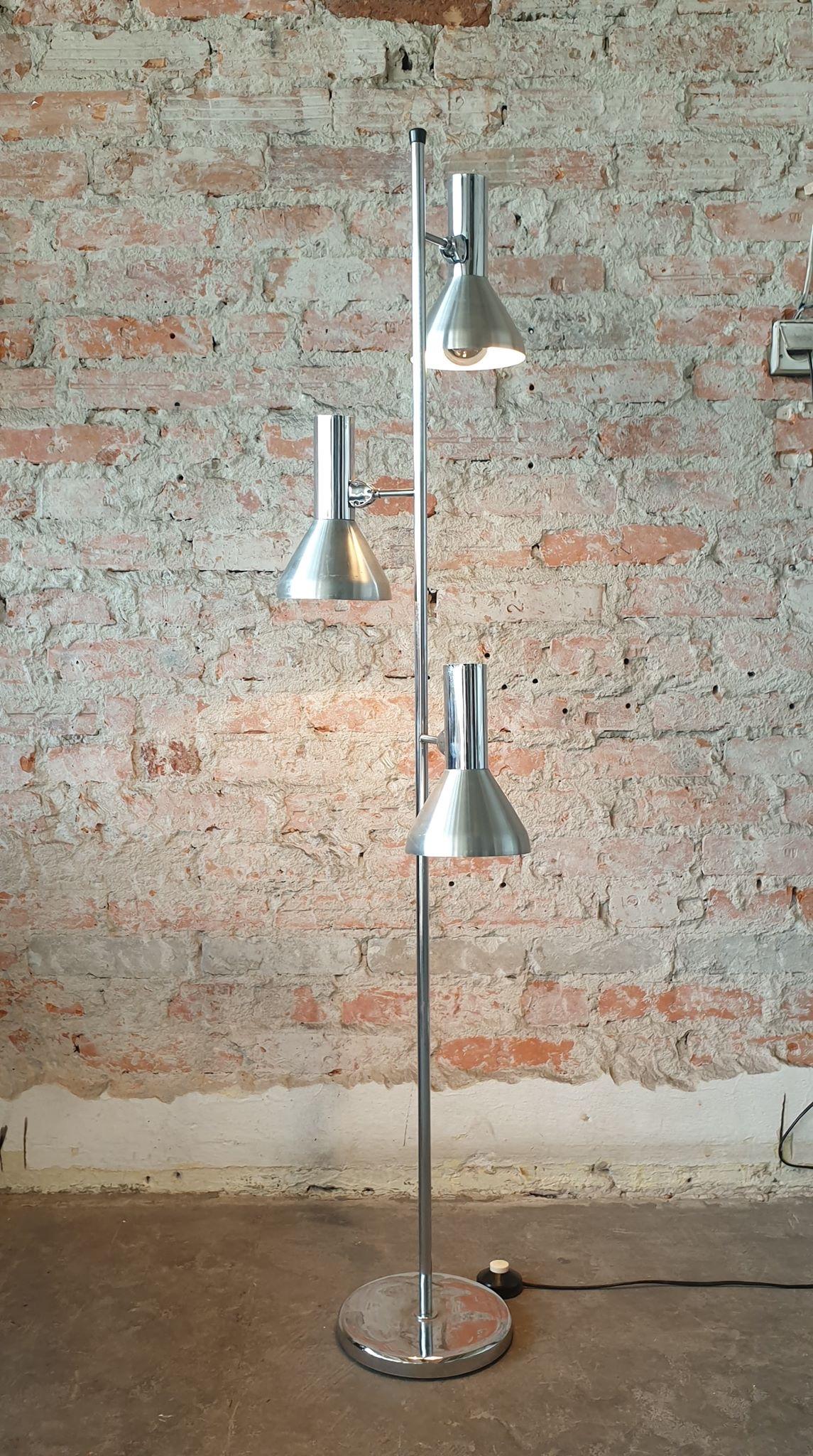 German Vintage Silver Floor Lamp, 1970s For Sale