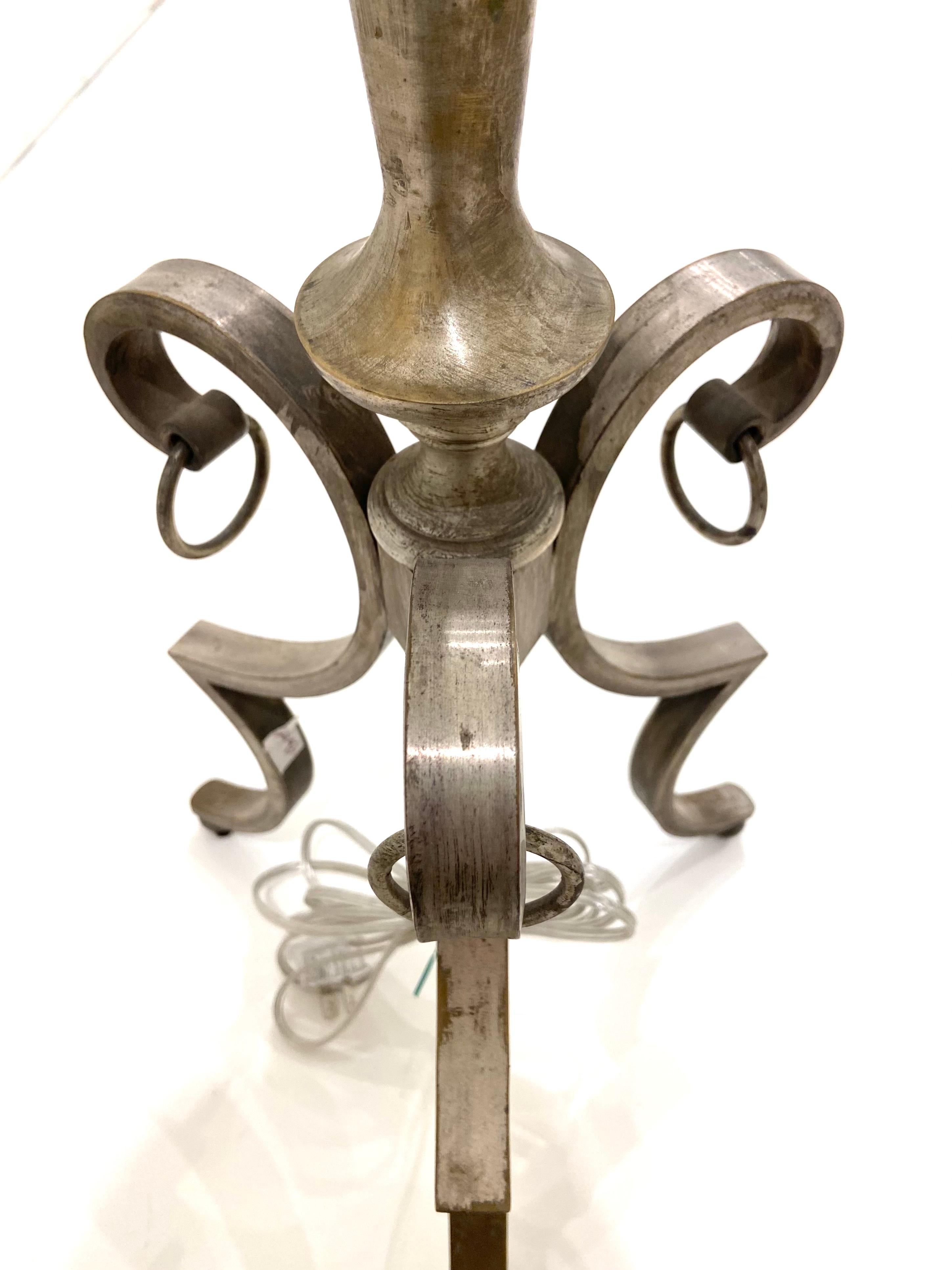 French Vintage Silver Floor Lamp