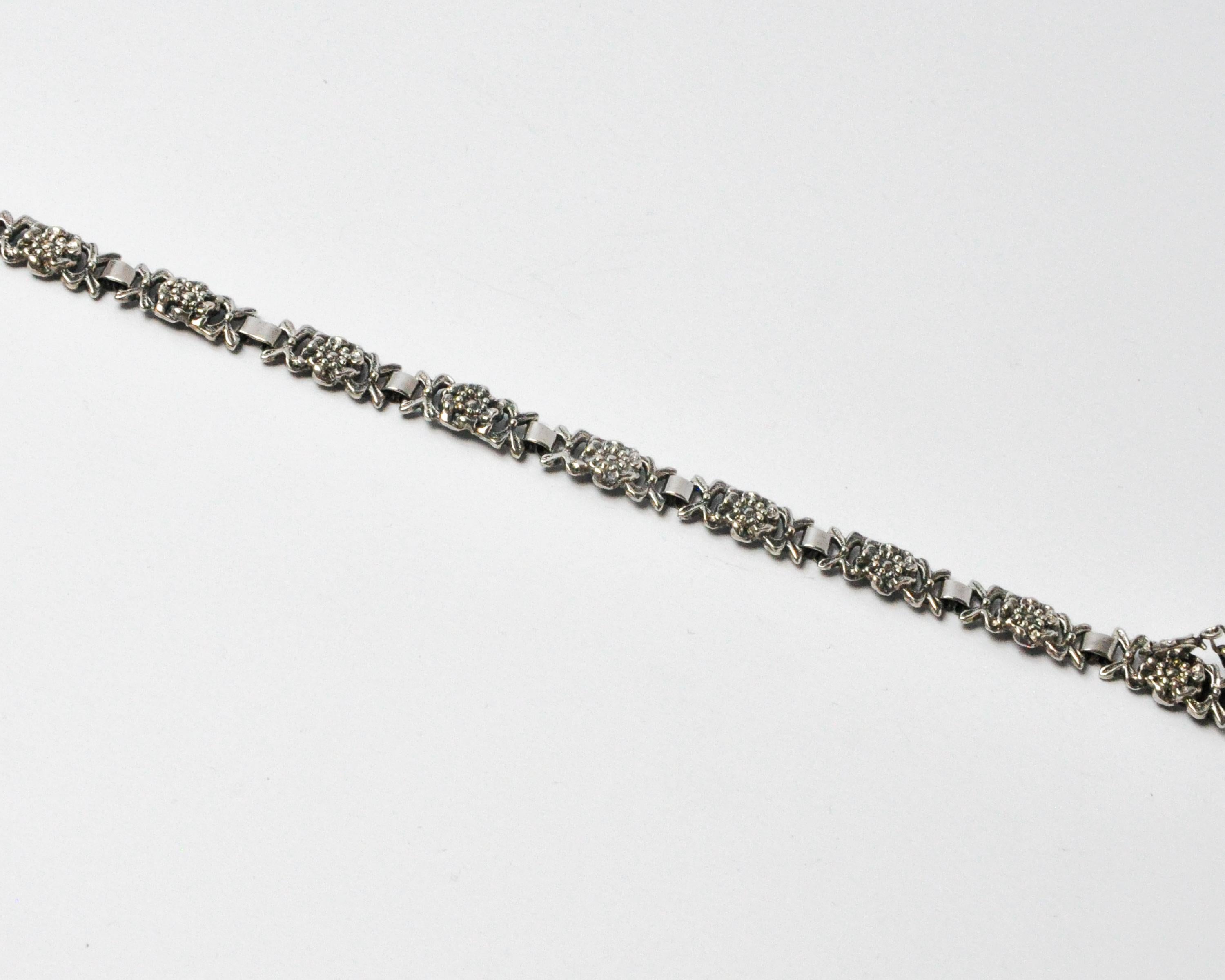 Biedermeier Style Floral Silver Link Bracelet 1