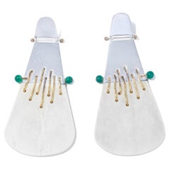 Vintage Silver, Gold, Chrysoprase and Antler Earrings by Suzanne Färnert