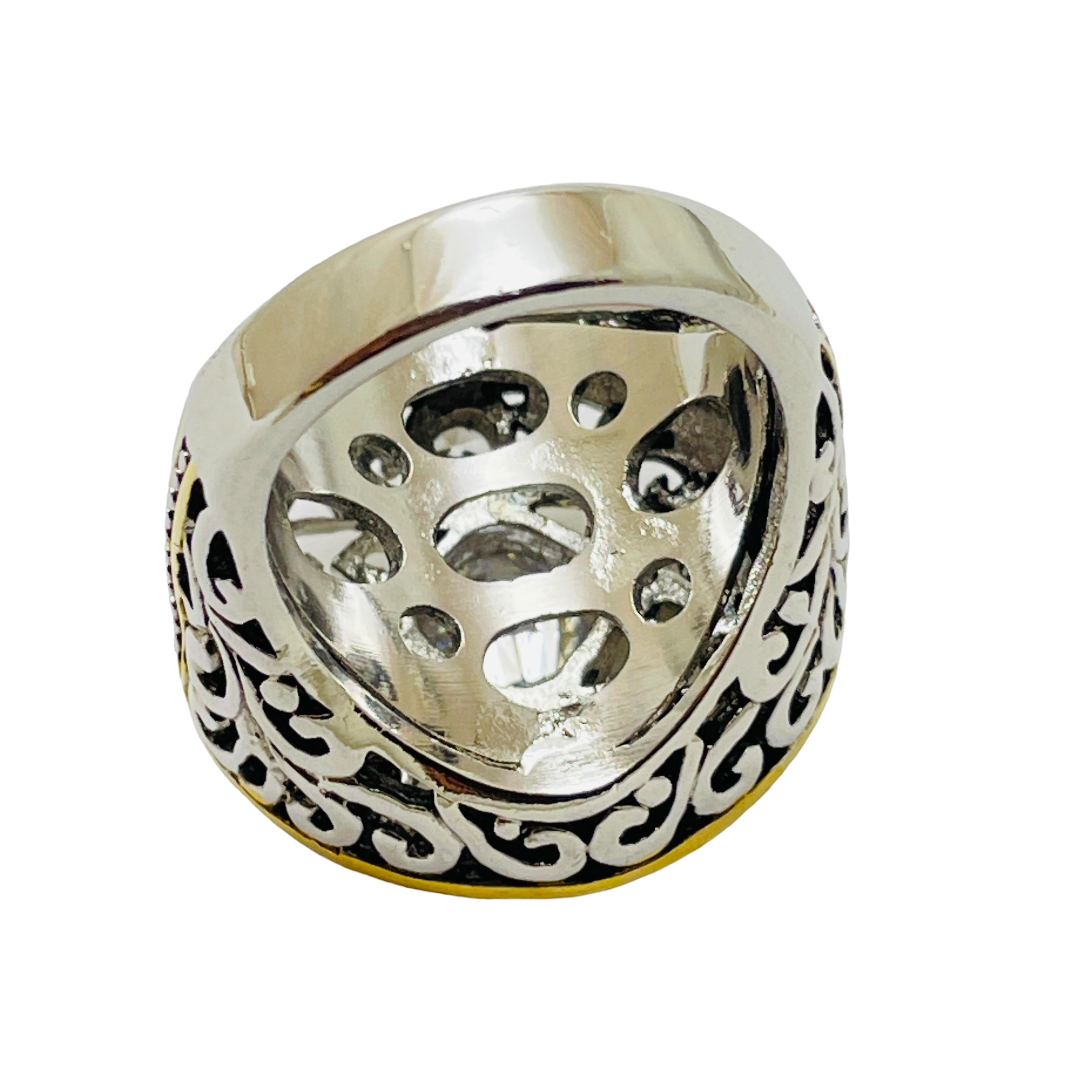 Anello da passerella vintage in argento e oro con vetro di design In condizioni buone in vendita a Palos Hills, IL