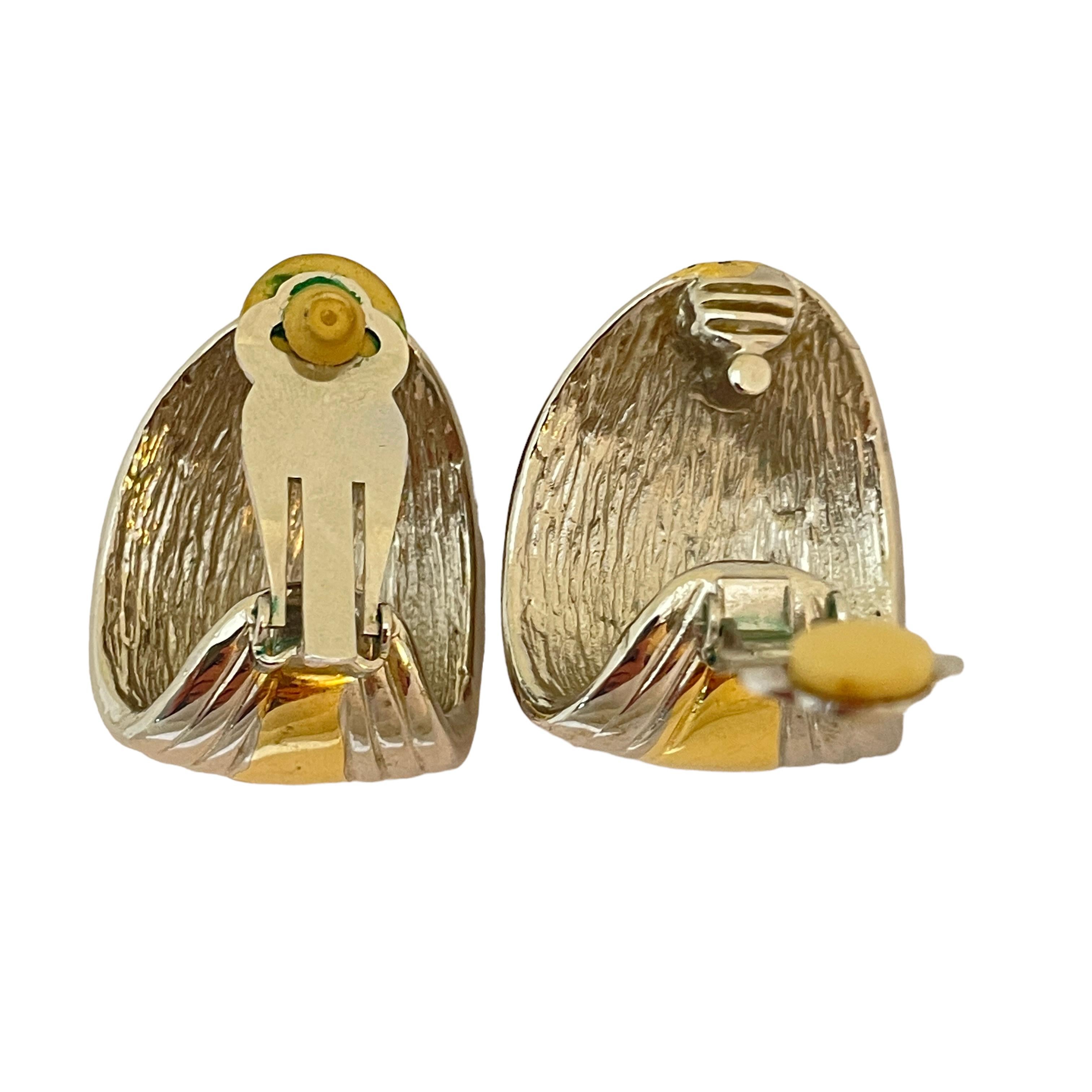 Women's or Men's Vintage silver gold jewel gripoix designer runway clip on earrings  For Sale