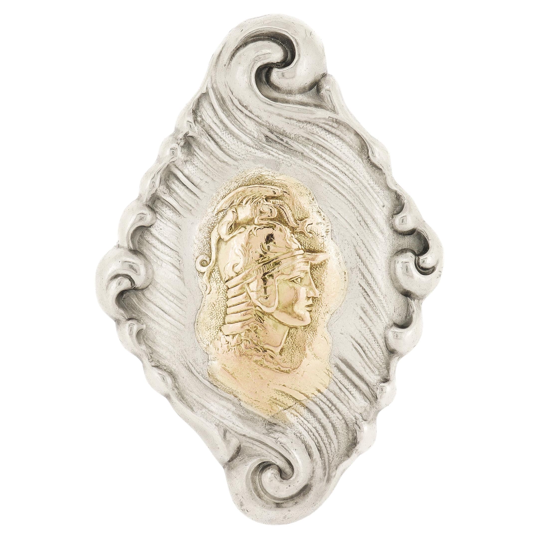 Vintage Silver
Gold Mixed Metals Shiebler Style Etruscan Revival Brooch