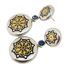 Vintage silver gold tone designer runway earrings