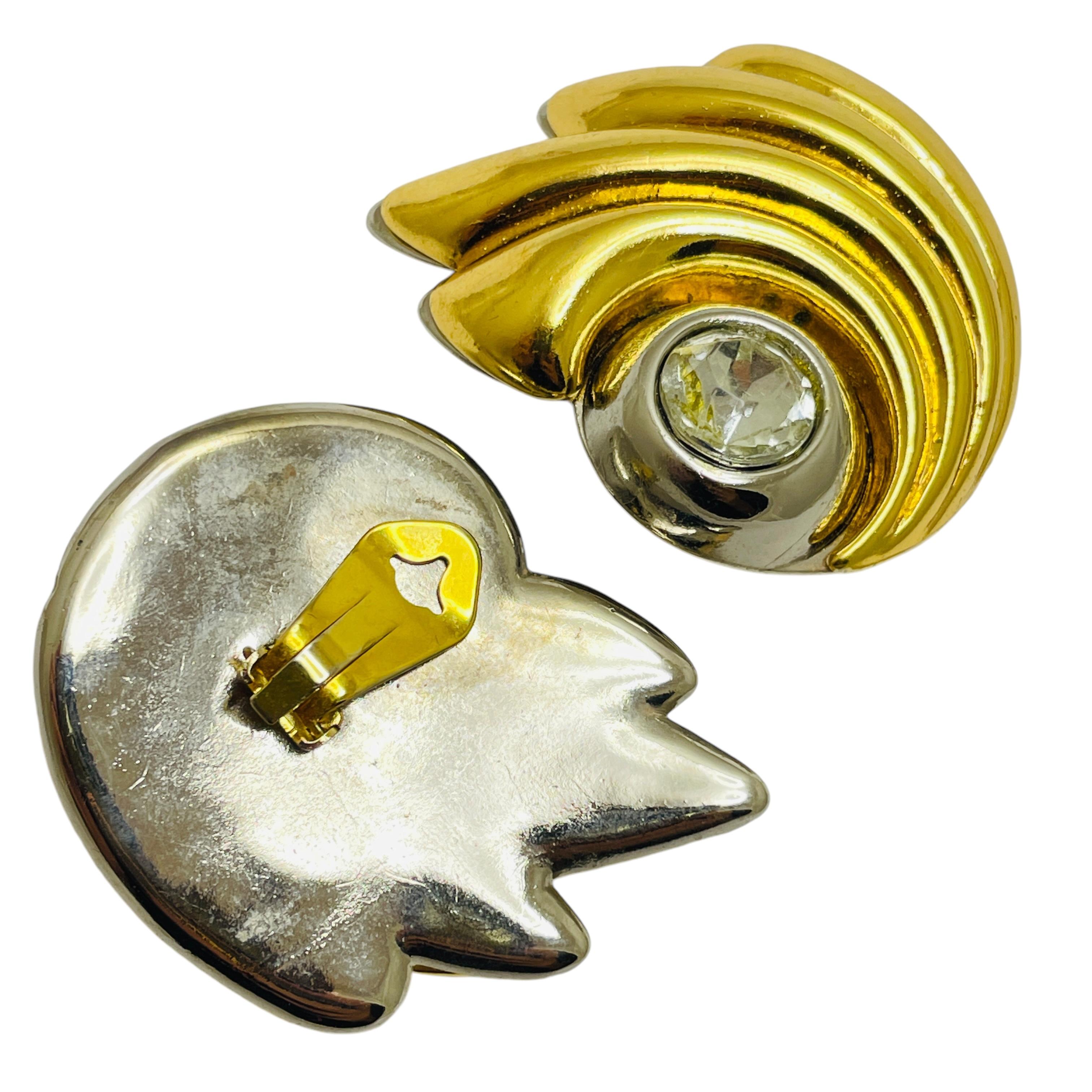 Pendientes de clip de diseño modernista en plata vintage y tono dorado en Bueno estado para la venta en Palos Hills, IL
