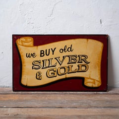 Vintage Silver & Gold Trade Sign