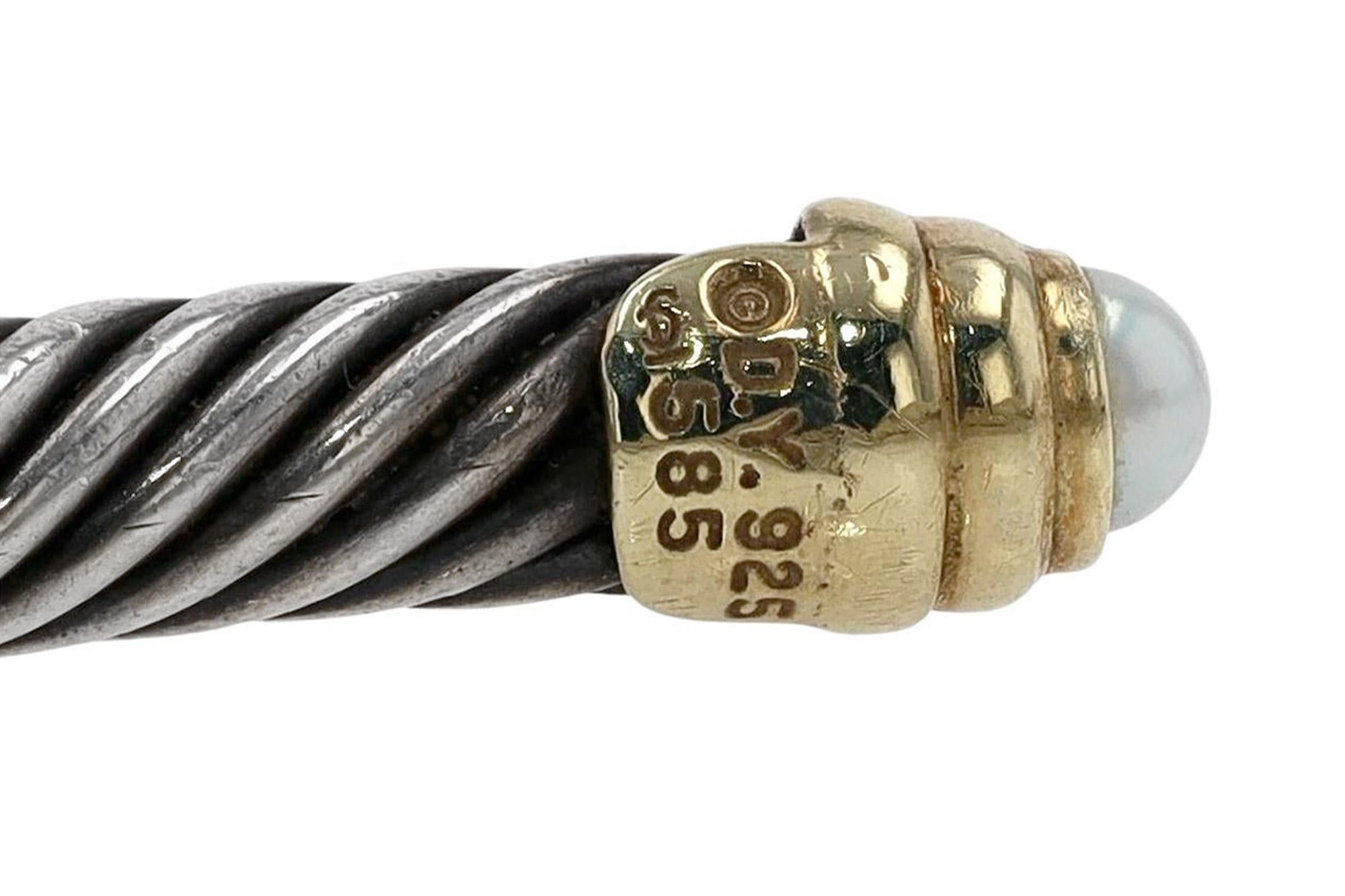 Women's Vintage Silver / Gold Yurman Pearl Cable Bracelet