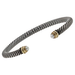 Vintage Silver / Gold Yurman Pearl Cable Bracelet