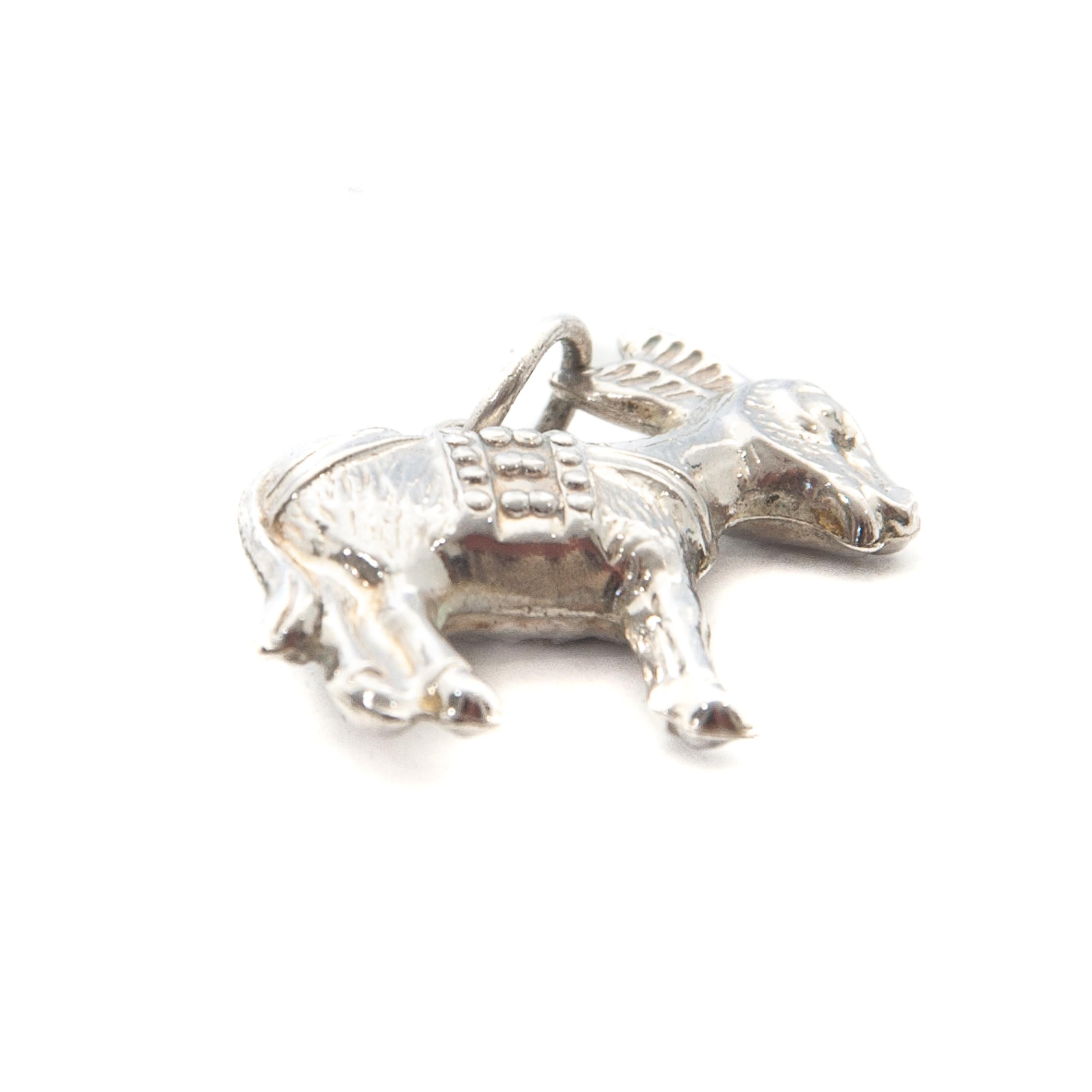 Women's or Men's Vintage Greek Donkey Charm Silver Pendant