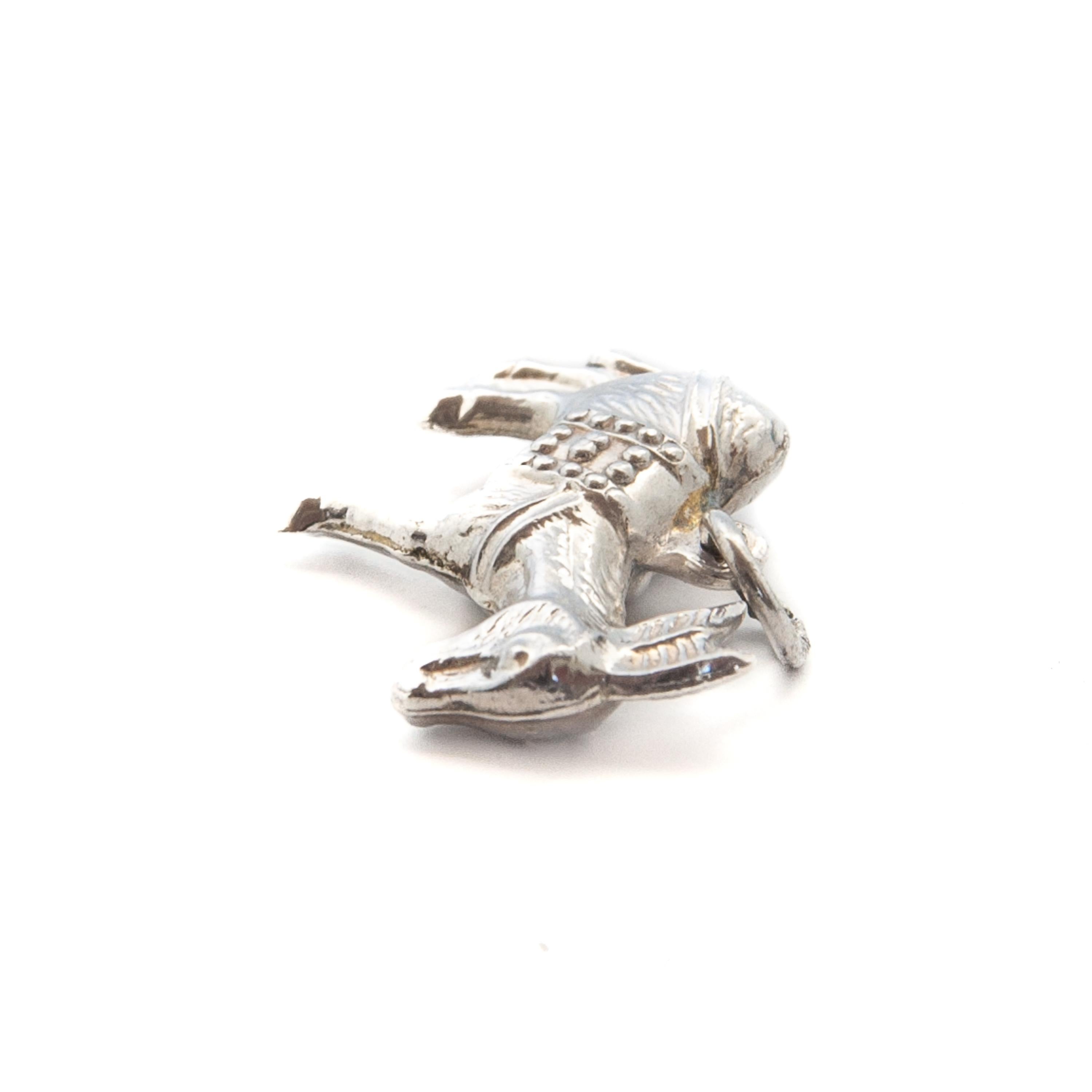 Vintage Greek Donkey Charm Silver Pendant 1