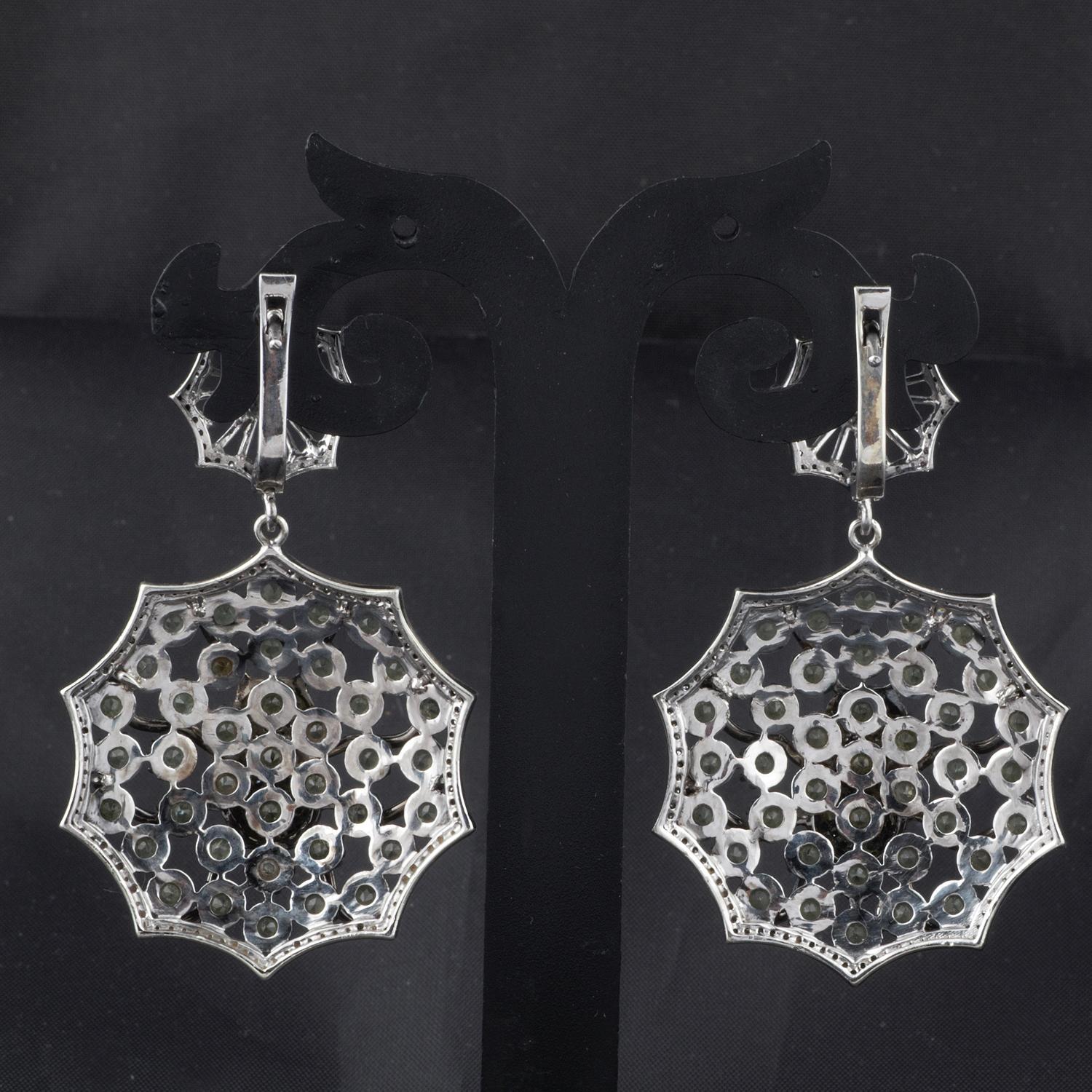 Silbergrüne Peridot-Ohrringe, antike viktorianische Diamant-Ohrringe (Viktorianisch) im Angebot