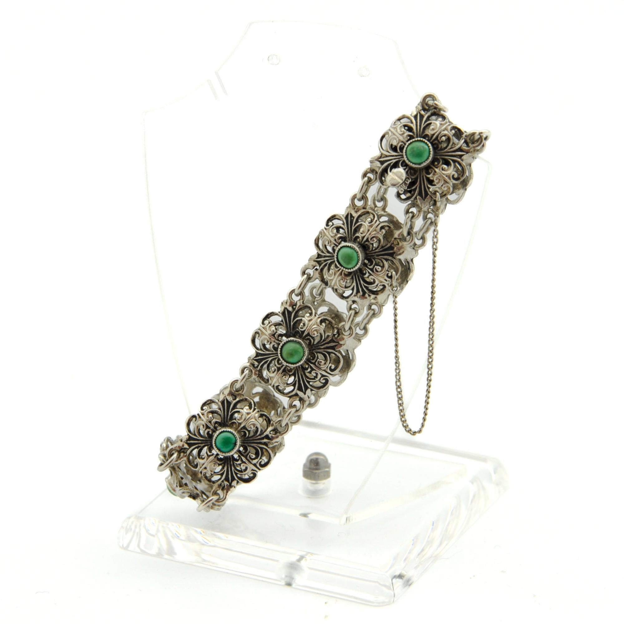 silver green bracelet