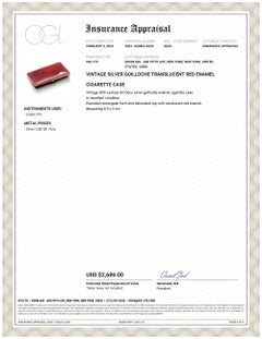 Vintage Silver Guilloche Translucent Red Enamel Cigarette Case