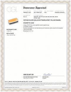 Vintage Silver Guilloche Translucent Yellow Enamel Cigarette Case