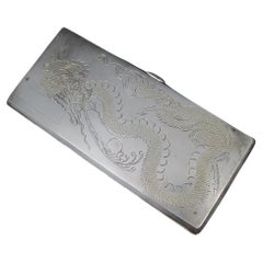 Used Silver Hand Chased Dragon Cigarette Case