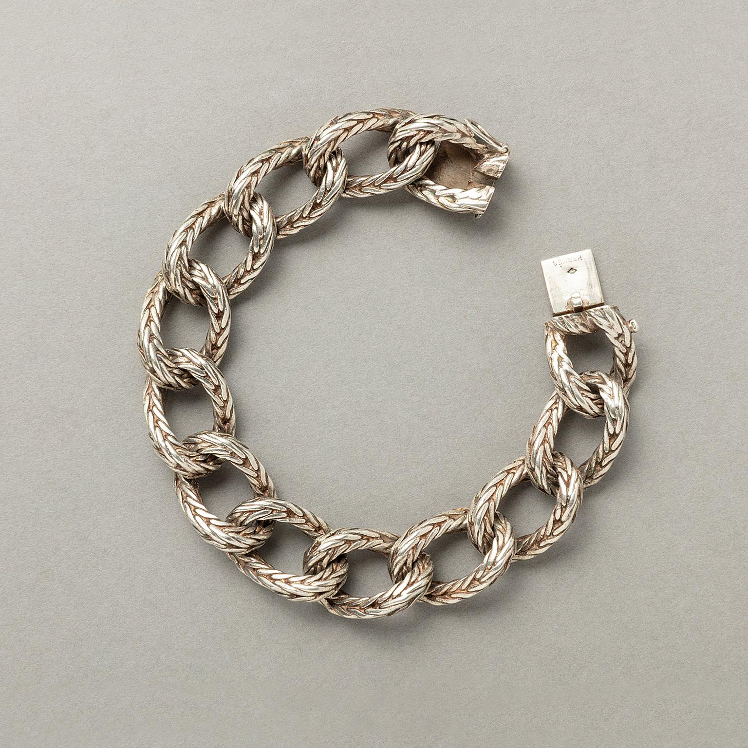 Bracelet Hermès vintage en argent Bon état à Amsterdam, NL