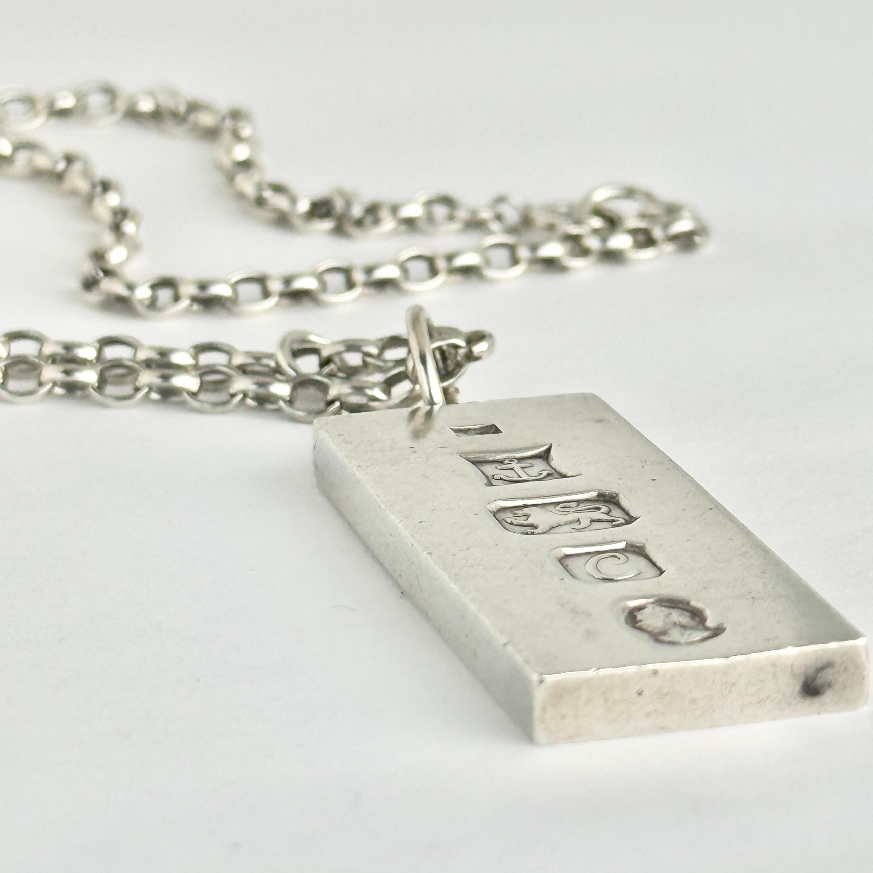 da uomo o donna Collana con ciondolo in lingotti d'argento vintage in vendita