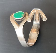 Vintage Silver Jewel design Hinged cuff bracelet Taxco Mexico