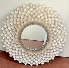 Vintage Silver Lacquer Sunburst/ Floral Mirror