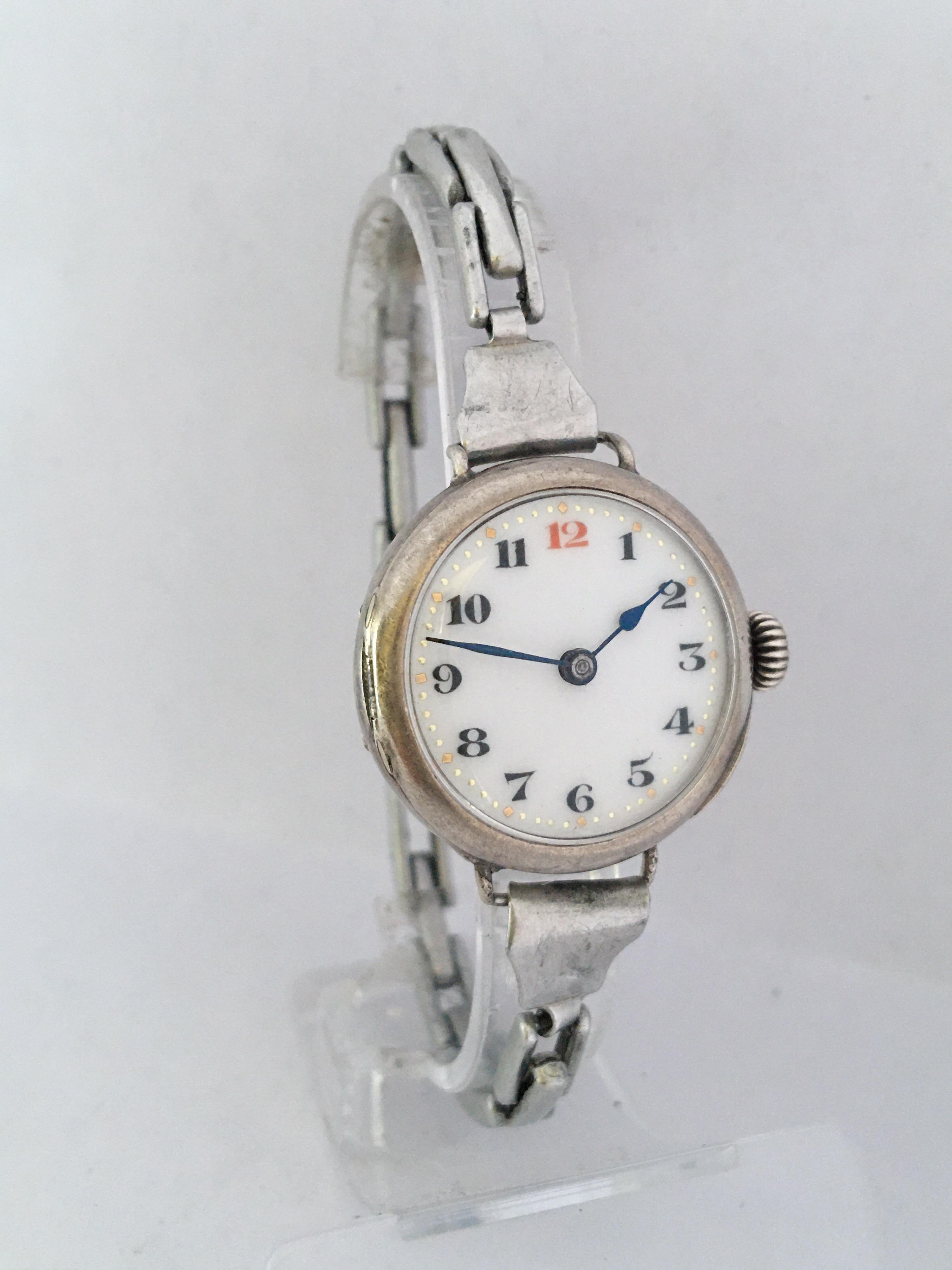 Vintage Silver Ladies Mechanical Trench Watch For Sale 3