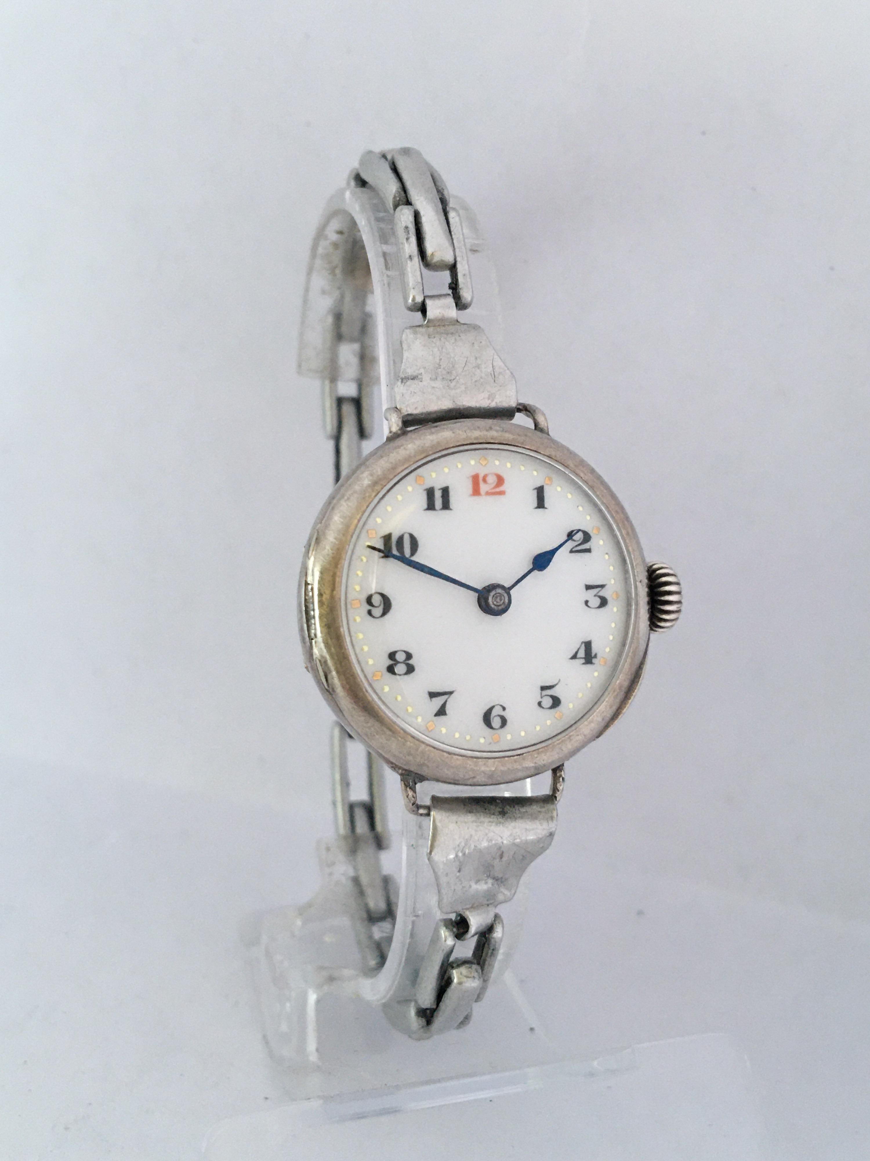 Vintage Silver Ladies Mechanical Trench Watch For Sale 7