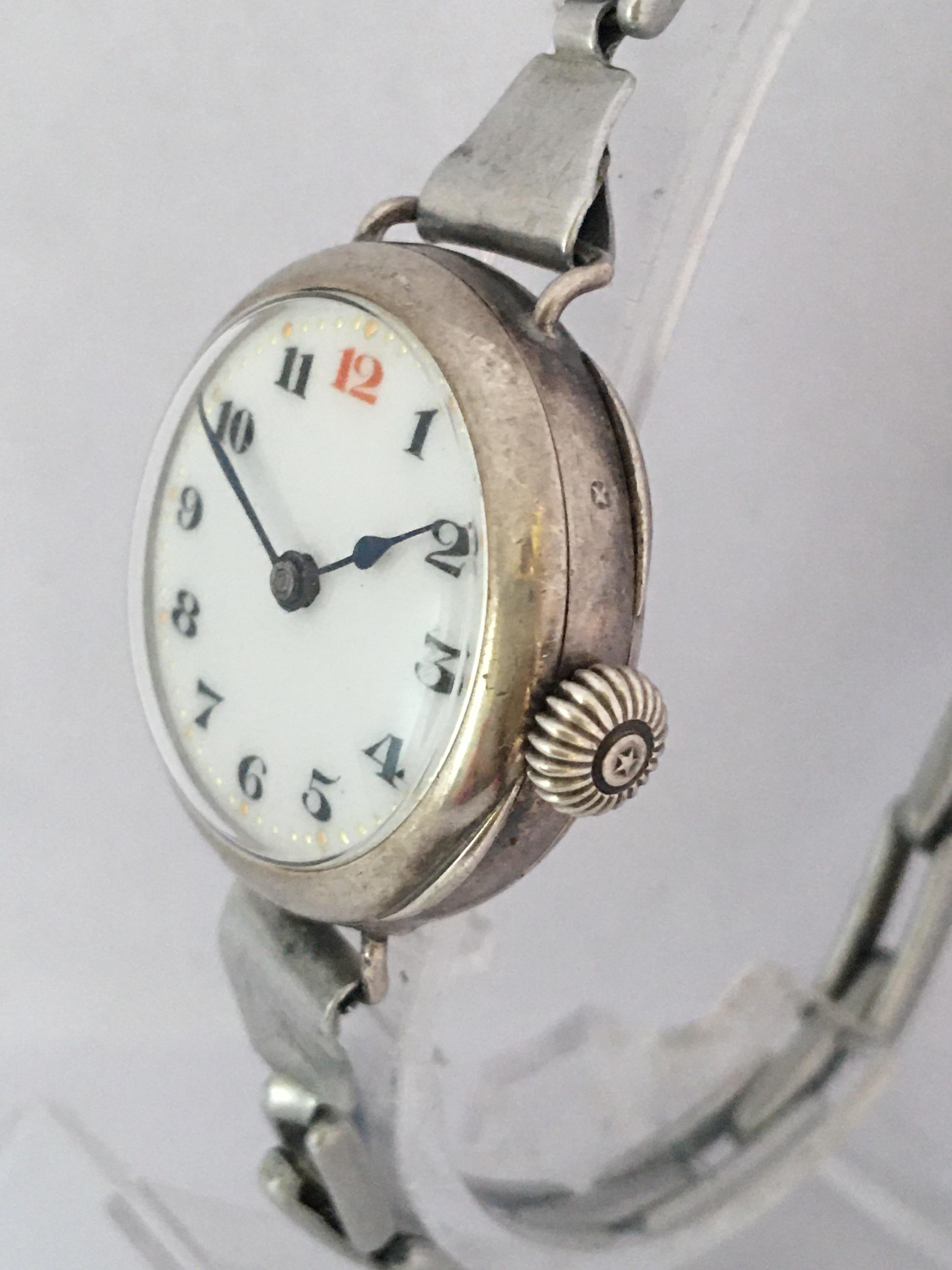 Women's Vintage Silver Ladies Mechanical Trench Watch For Sale