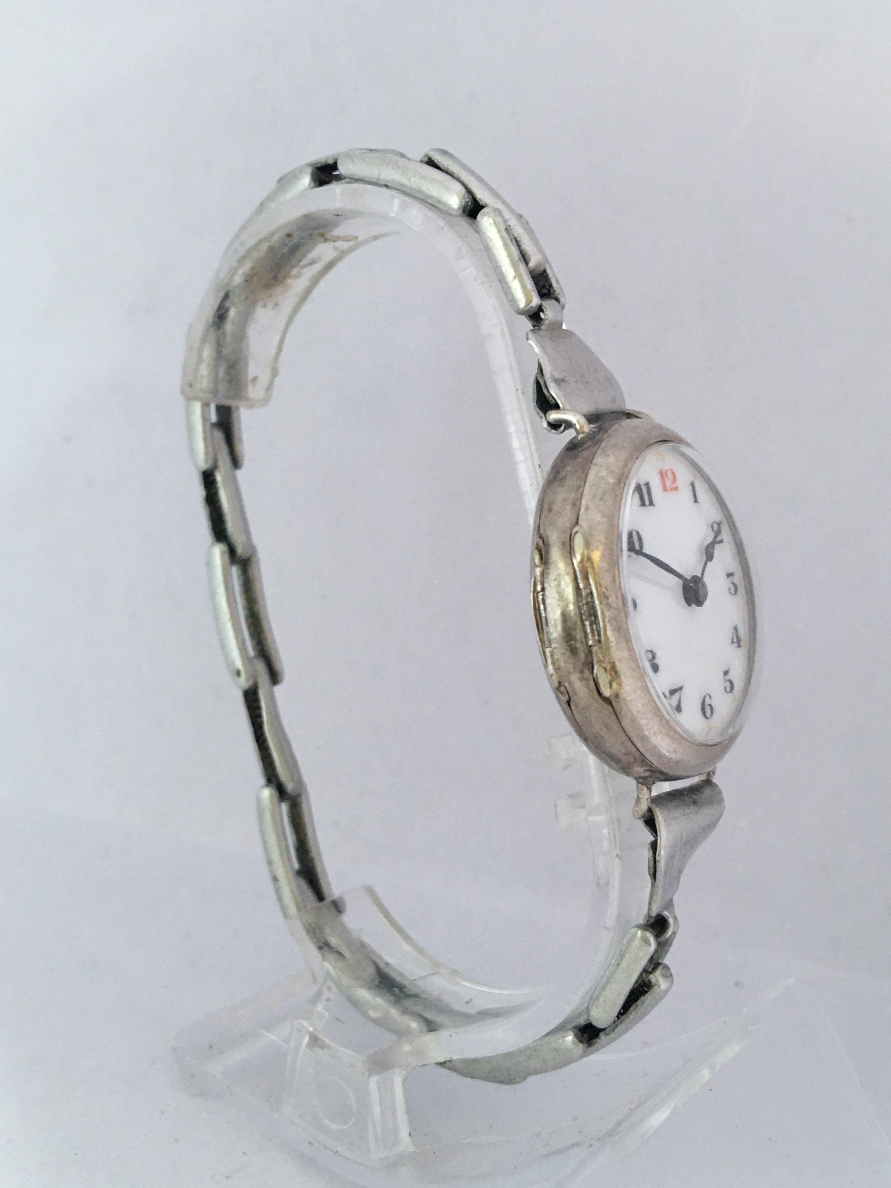 Vintage Silver Ladies Mechanical Trench Watch For Sale 2