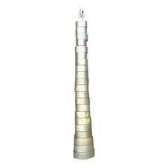 Retro Silver Leaf Stacked Disk Floor Lamp