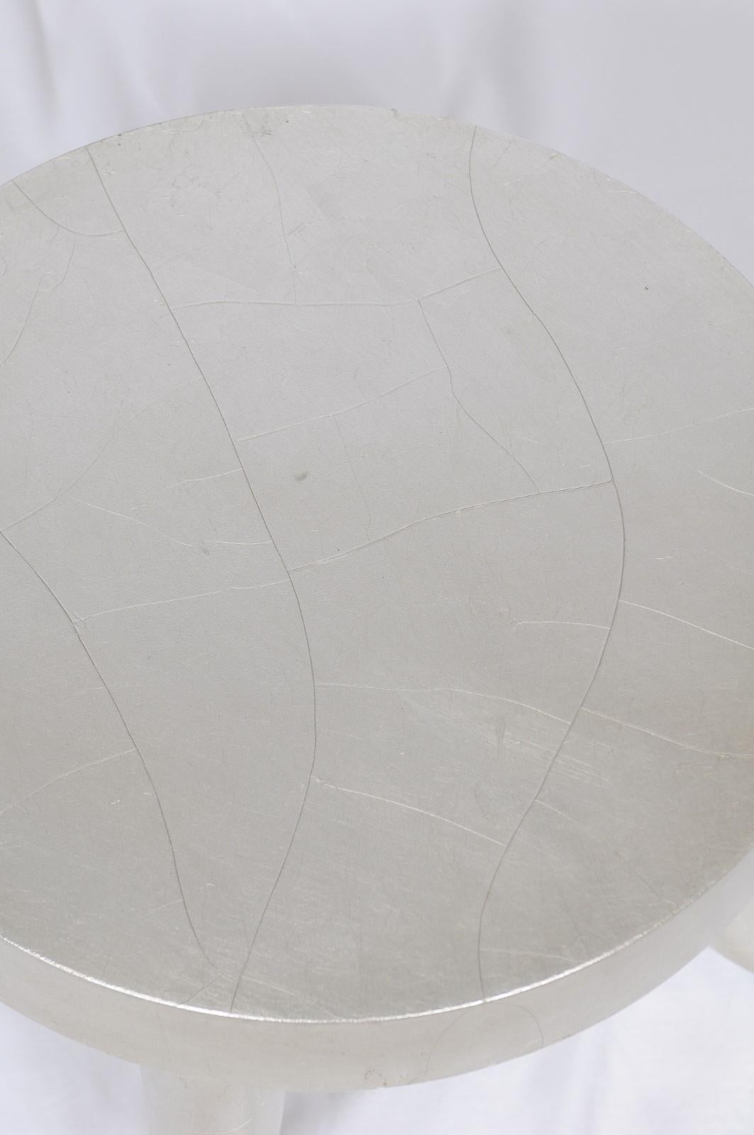 Vintage Silver Leaf Tusk Stool by Bill Sofield for Baker In Good Condition In Atlanta, GA